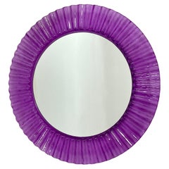 Espejo de pared acrílico circular violeta años 70, Antiguo almacén