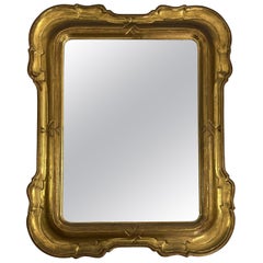Espejo de pared francés de madera dorada años 50