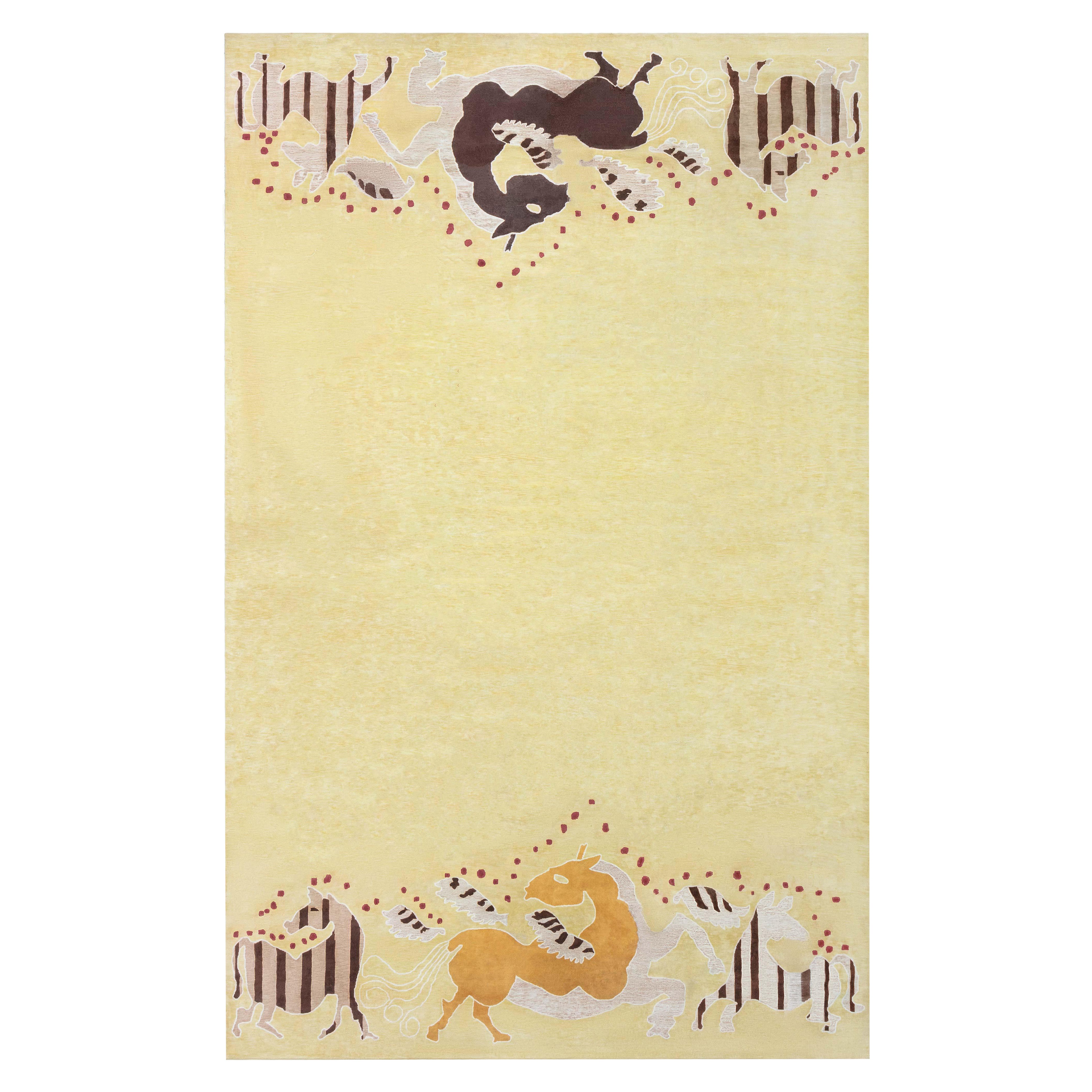 Inspired Art Deco Design Silk Rug by Doris Leslie Blau