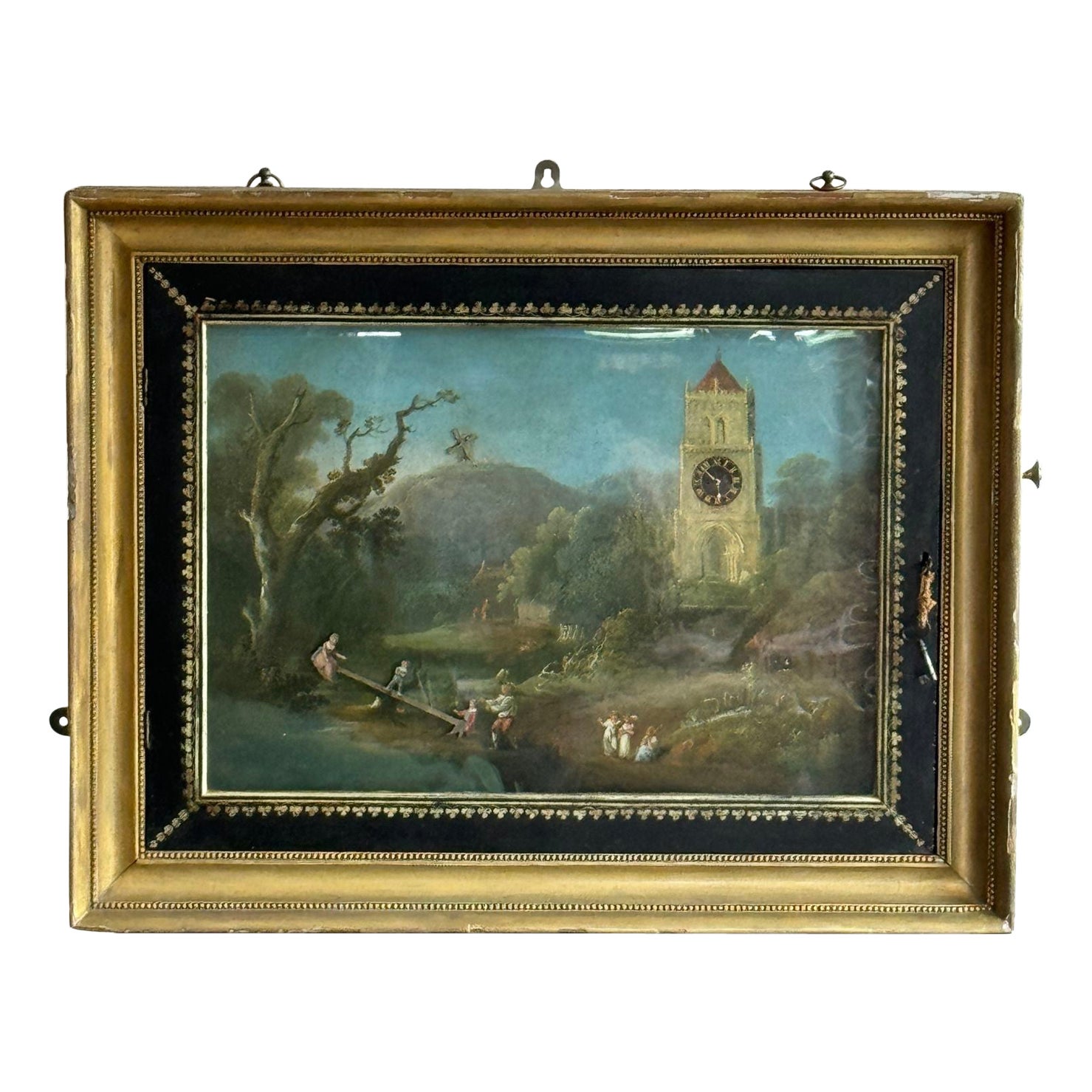 18thC English Automaton Picture Clock