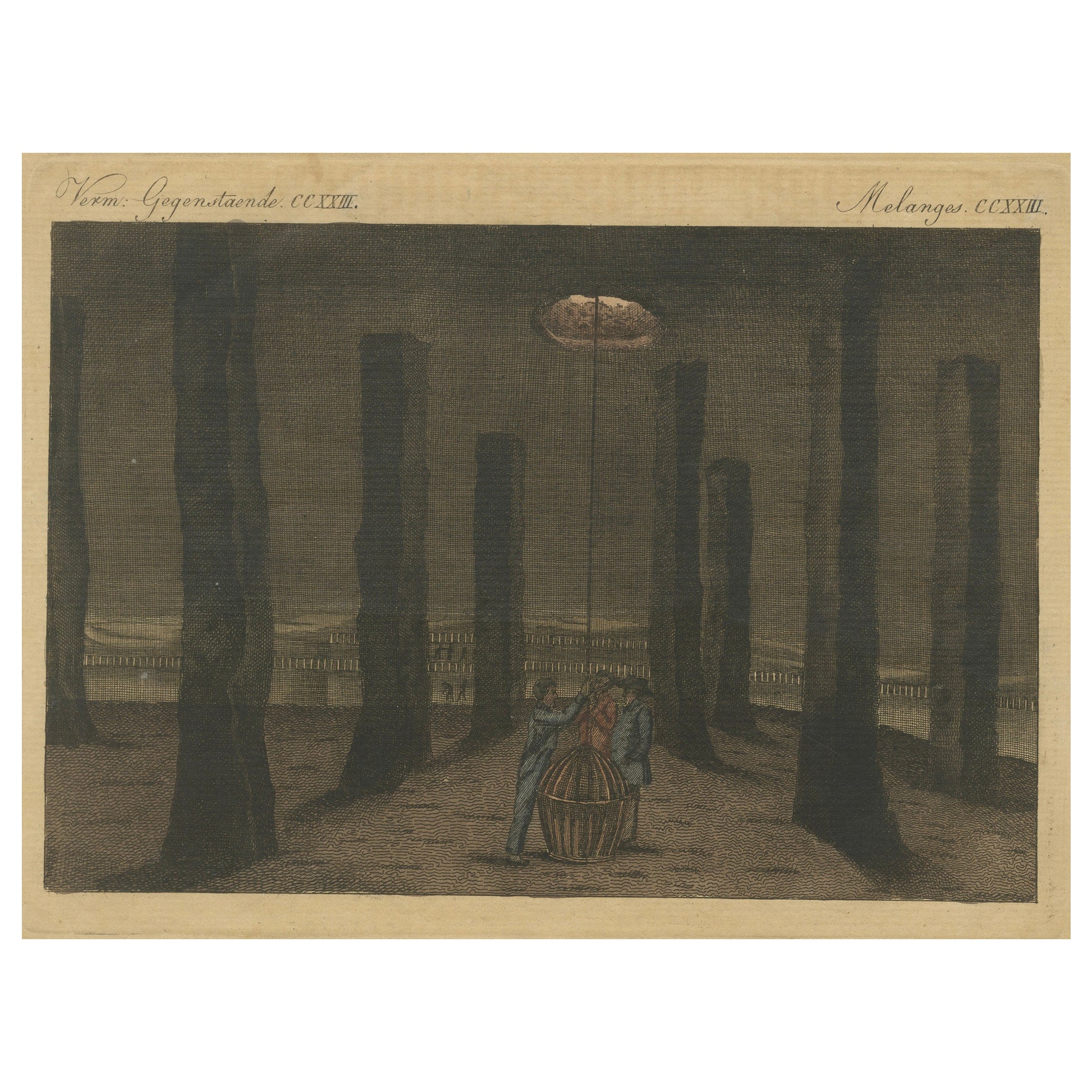 19th Century Coloured Engraving - The Salt Mine of Northwich, Cheshire For Sale