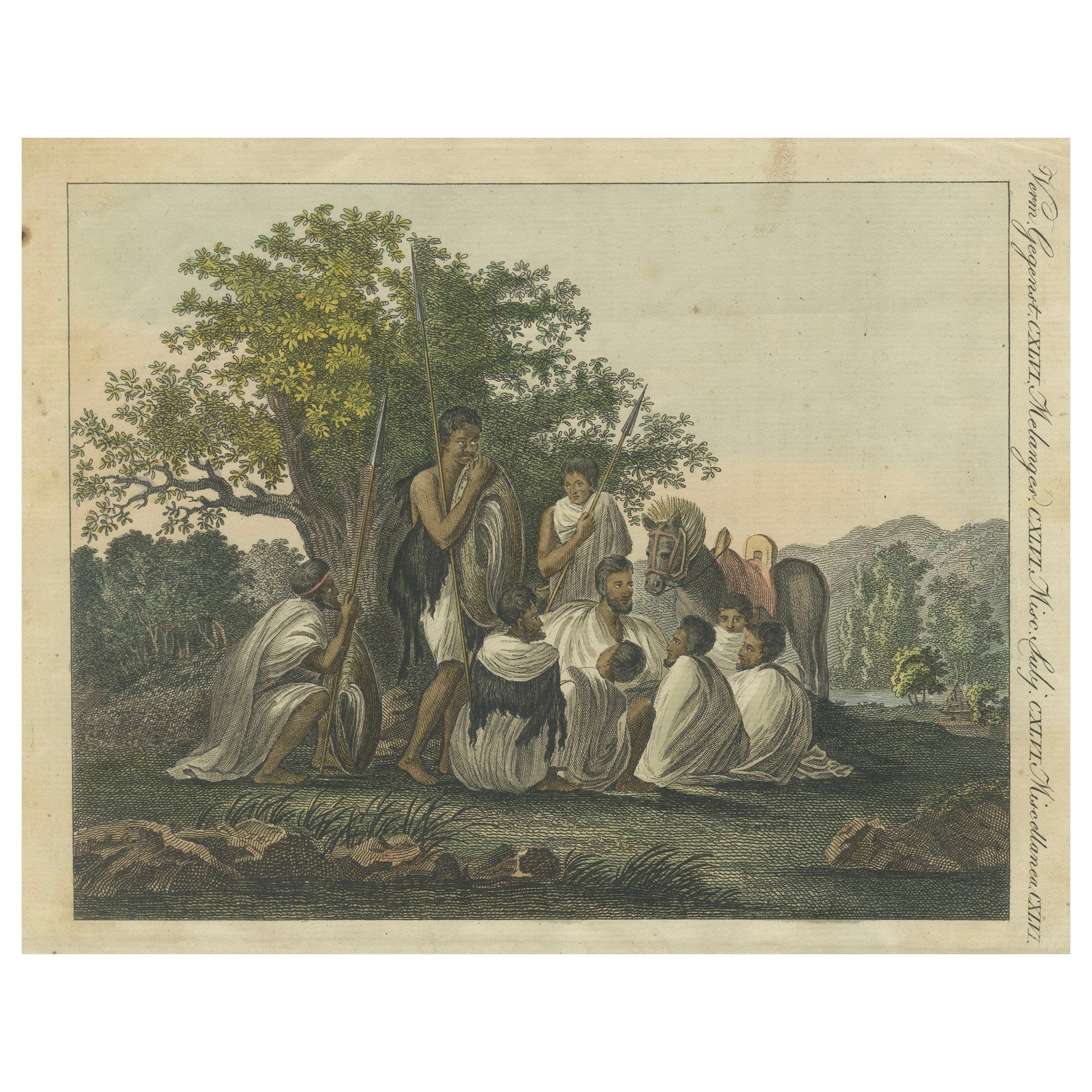 1810 Hand-Coloured Engraving - Abyssinians Resting on a March, Ethiopia