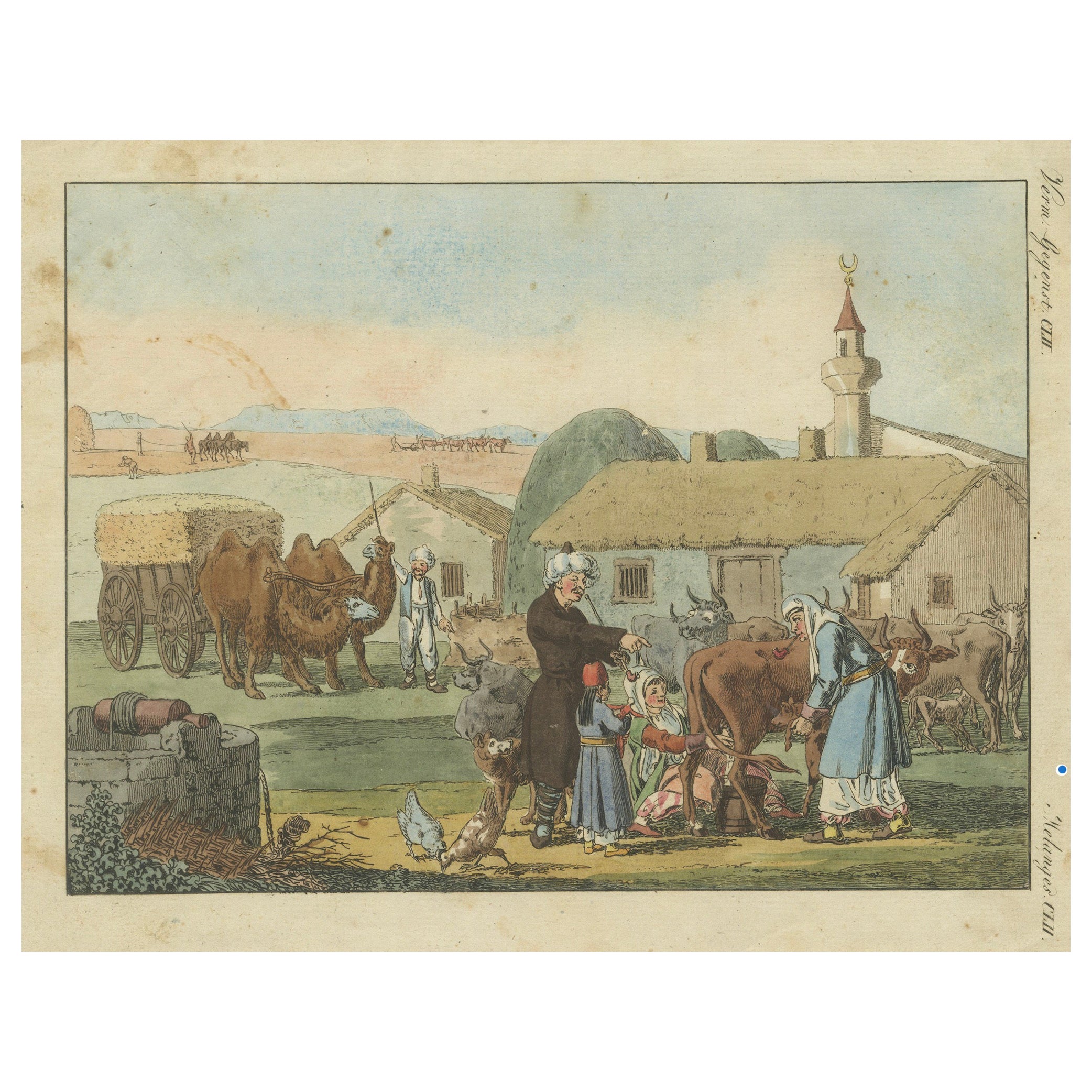 1810 Hand-Coloured Engraving - Tatar Peasants of the Crimean Peninsula For Sale