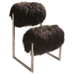 Limited Edition "Due Piu" Chair in Black Mongolian Fur