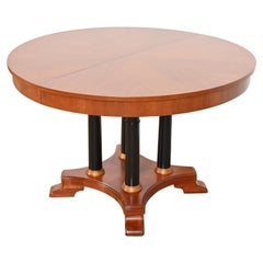 Neoclassical Cherry Wood Parcel Ebonized Pedestal Extension Dining Table