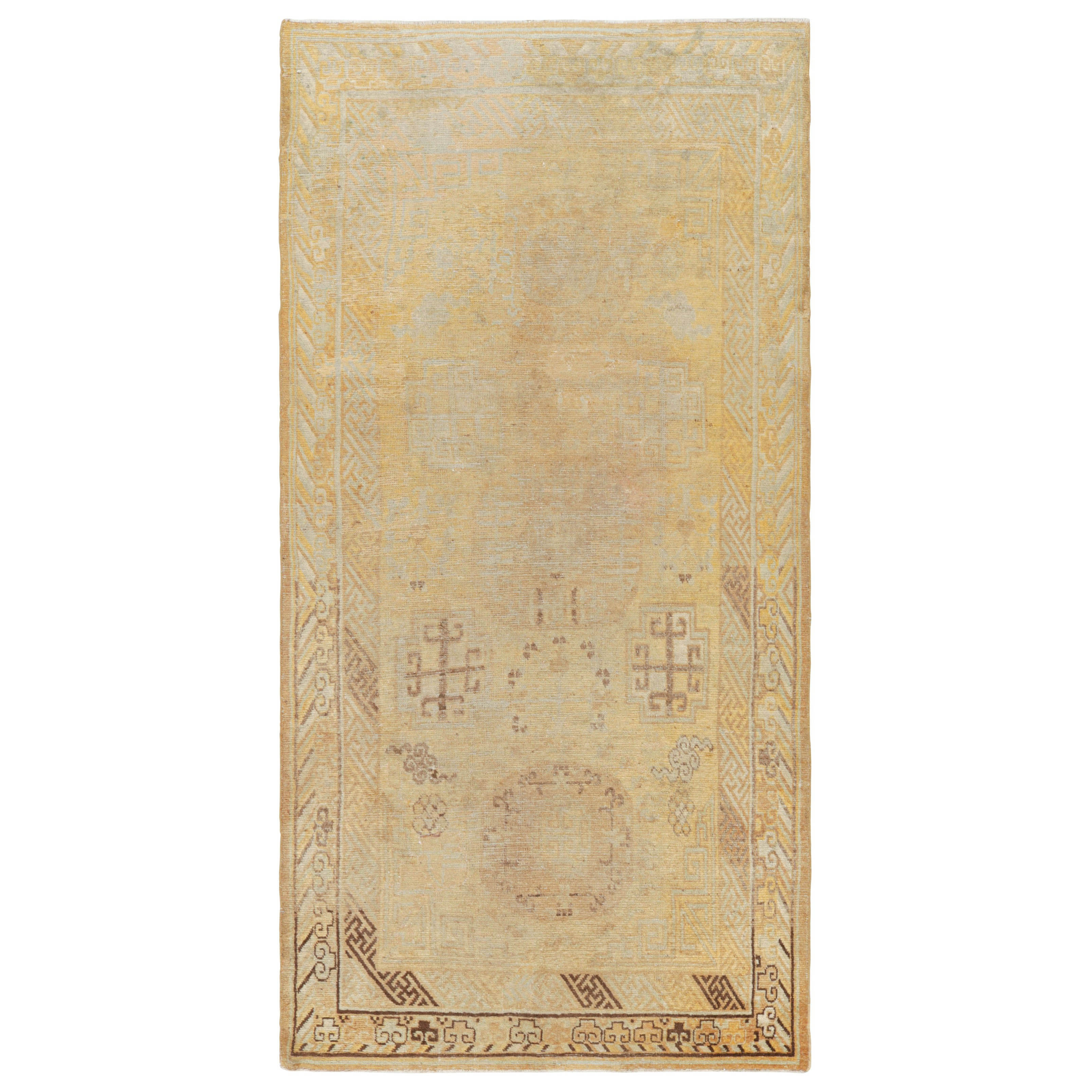 Vintage Khotan Rug In Gold and Brown With Medallions from Rug and Kilim