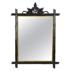 Antique 19th Century Black Forest Rustic Mirror, Handcarved, Germany ca. 1870