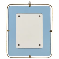 Fontana Arte Blue Glass and Brass Wall Mirror, circa 1950