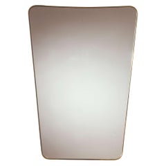 Miroir italien du milieu du siècle avec cadre en laiton, artisanat italien, début des années 1960