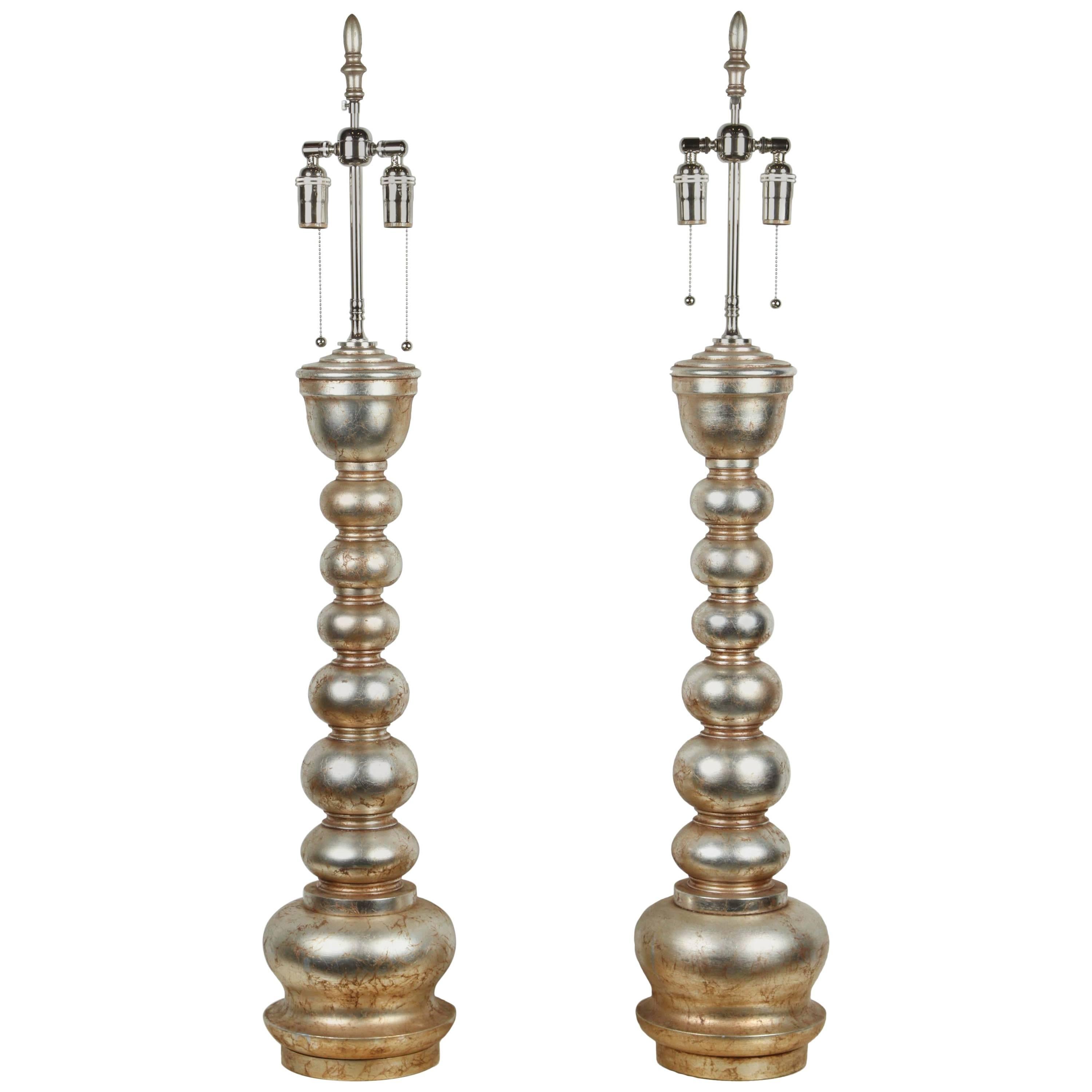 Pair of Magificent Pagoda Style Lamps by James Mont