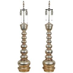 Pair of Magificent Pagoda Style Lamps by James Mont