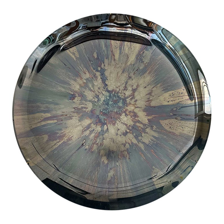 Limited Edition Blue Nebula Concave Multicolor Oxidized Mirror by Homa