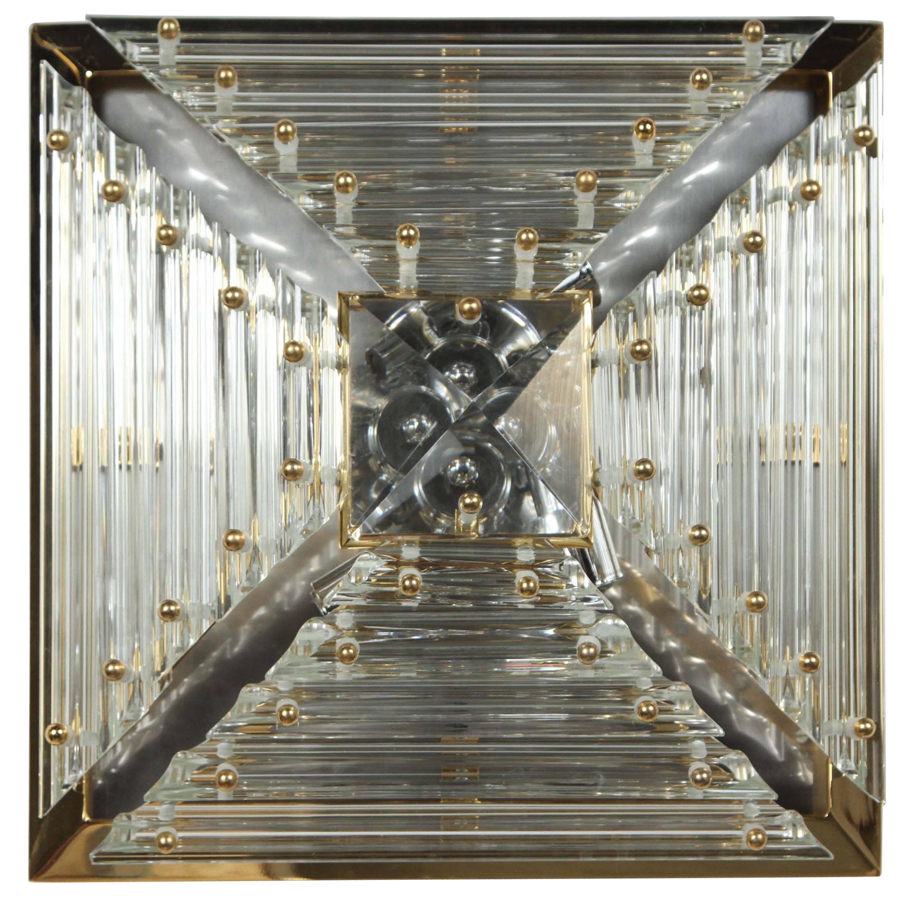 Pyramidal Glass Prism Flush Mount by Sciolari