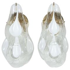 Petal Shaped Glass Sconces by Mazzega