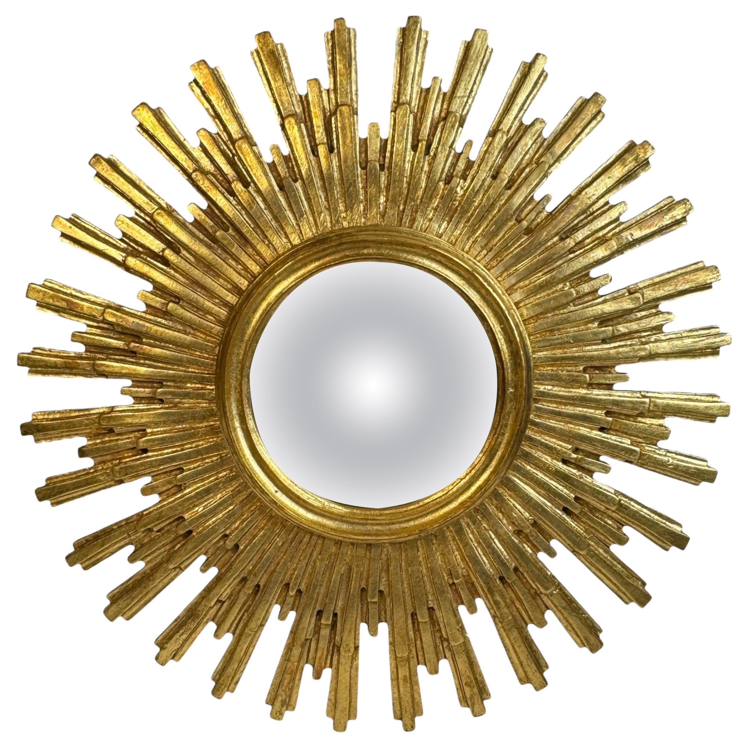 Atemberaubender großer Gold Sunburst Starburst Konvexspiegel Belgien 1960s