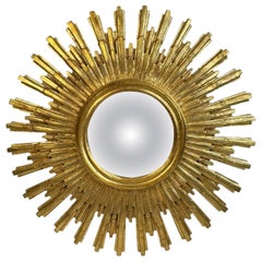 Atemberaubender großer Gold Sunburst Starburst Konvexspiegel Belgien 1960s