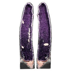 Sparkly 4.7 Ft Pair of Amethyst Cathedral Geodes with High-Grade Purple Amethyst