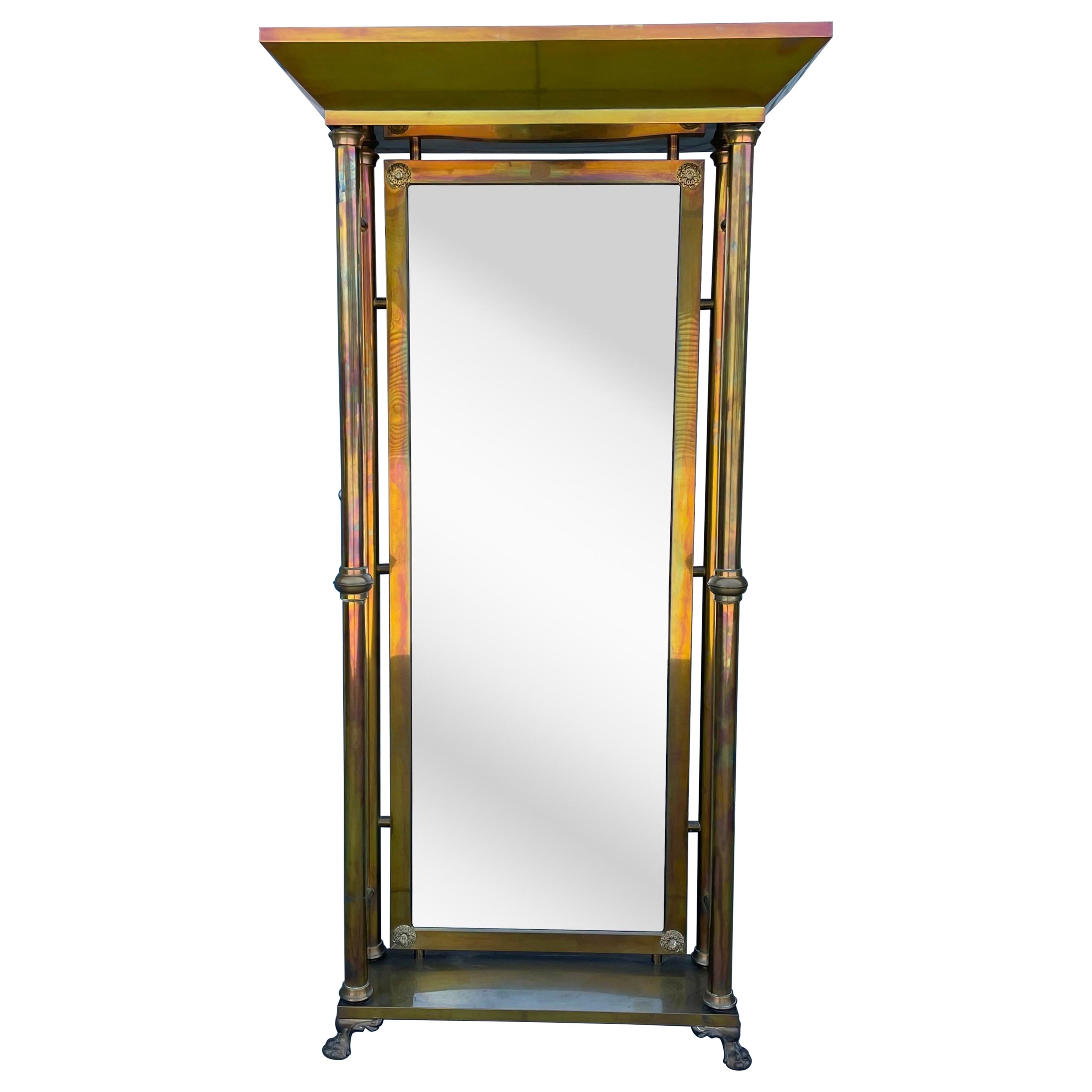 Stehspiegel aus Messing von H B Furniture, Vintage