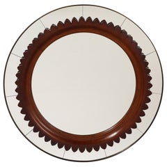 Fratelli Marelli for Framar Hand-Carved Walnut Mirror, Italy, circa 1940's