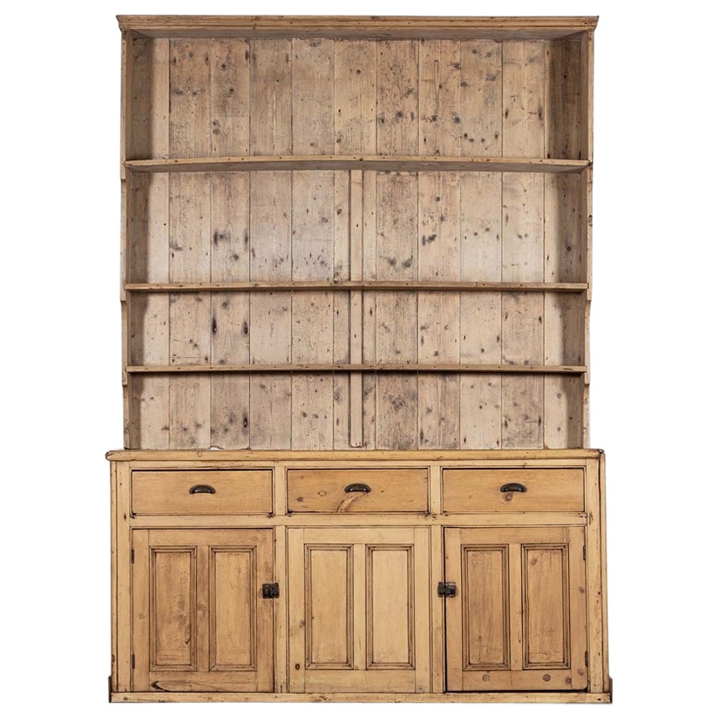 Large 19thC Pine Waterfall Dresser
