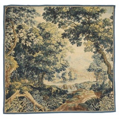 Antike Flämische Verdure Quadratische Landschaft Wandteppich aus dem späten 17.