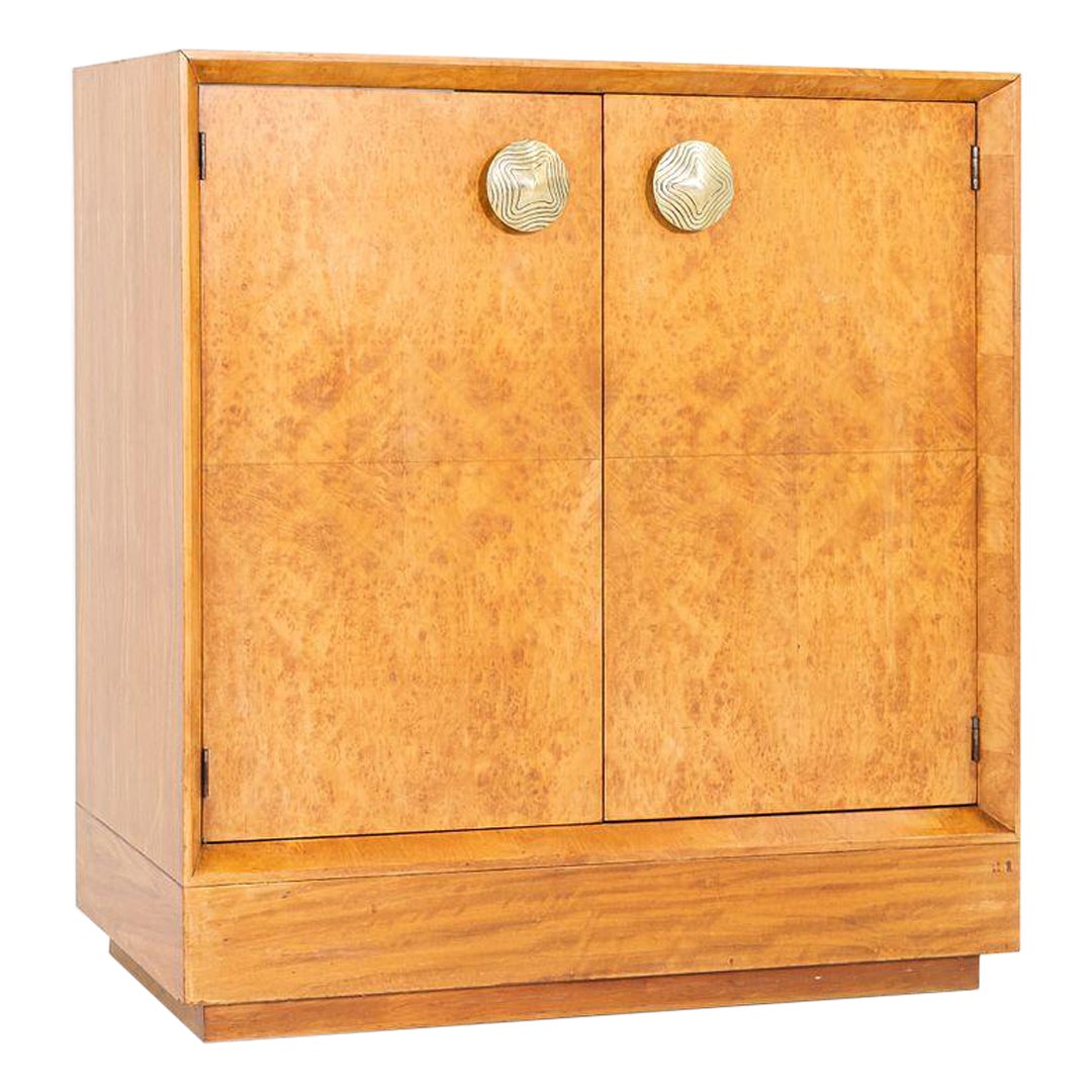 Armoire stéréo Acacia en ronce d'acacia Gilbert Rohde pour Herman Miller Paldao, vers 1941