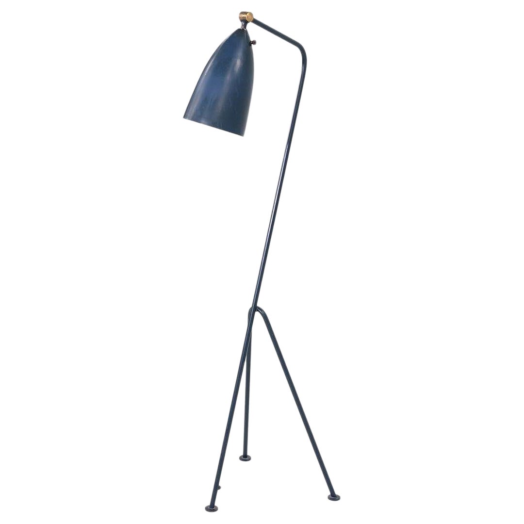C. 1948 Greta Magnusson Grossman for Bergborn G-33 Grasshopper Floor Lamp Blue