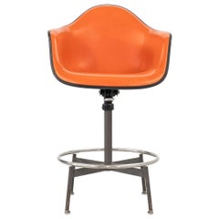 C. 1962 Eames for Herman Miller 622TA Draftsman's Arm Chair Stool in Orange