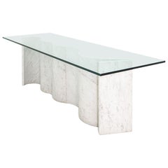 1992 Massimo and Lella Vignelli for Casigliani Tavolo da pranzo in marmo bianco 33 "x91"