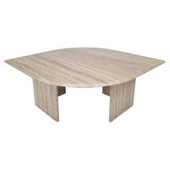 Travertine Coffee Table in Teardrop Shape, 1980's