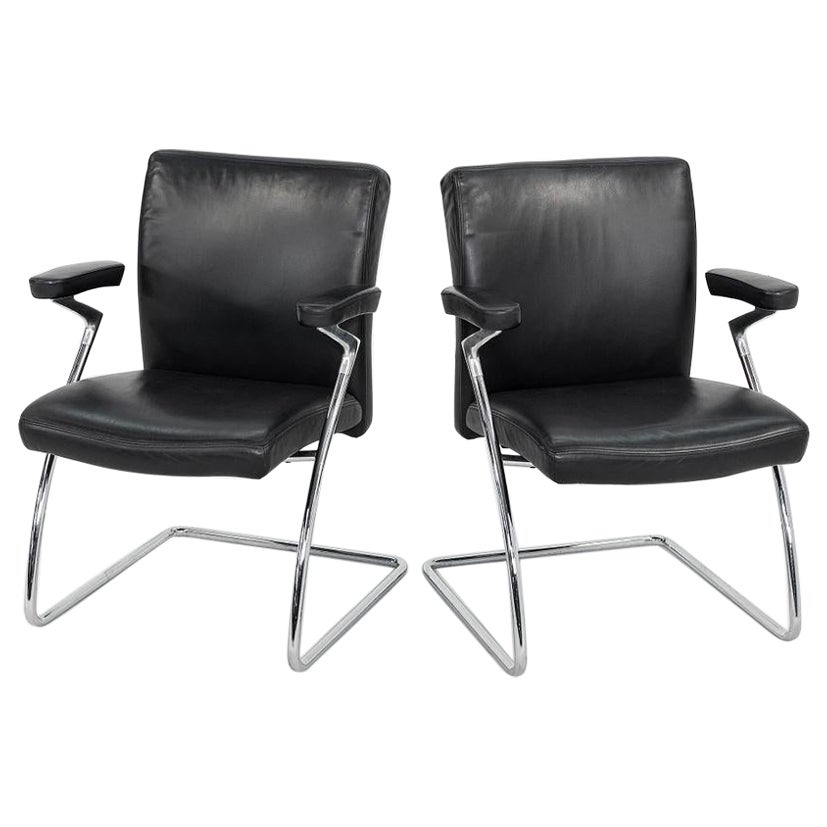 2003 Poltrone da pranzo della collezione Art di Walter Knoll in pelle nera 4x Disponibile in vendita