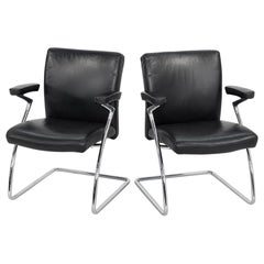 2003 Walter Knoll Art Collection Esszimmerstühle in schwarzem Leder, 4x verfügbar