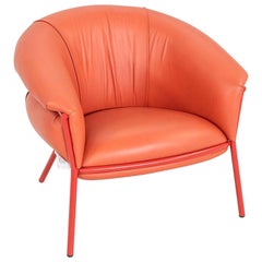 2023 Stephen Burks for BD Barcelona Grasso Lounge Chair in Orange Leather