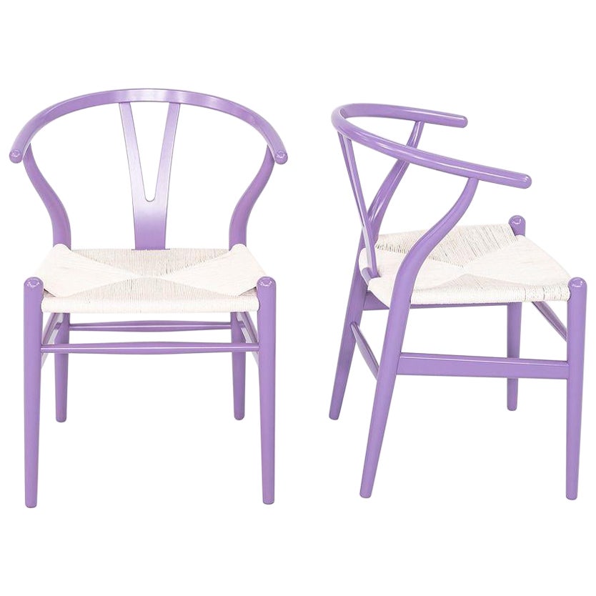2023 Pair of Hans Wegner for Carl Hansen CH24 Wishbone Chair in Beech Lavendar