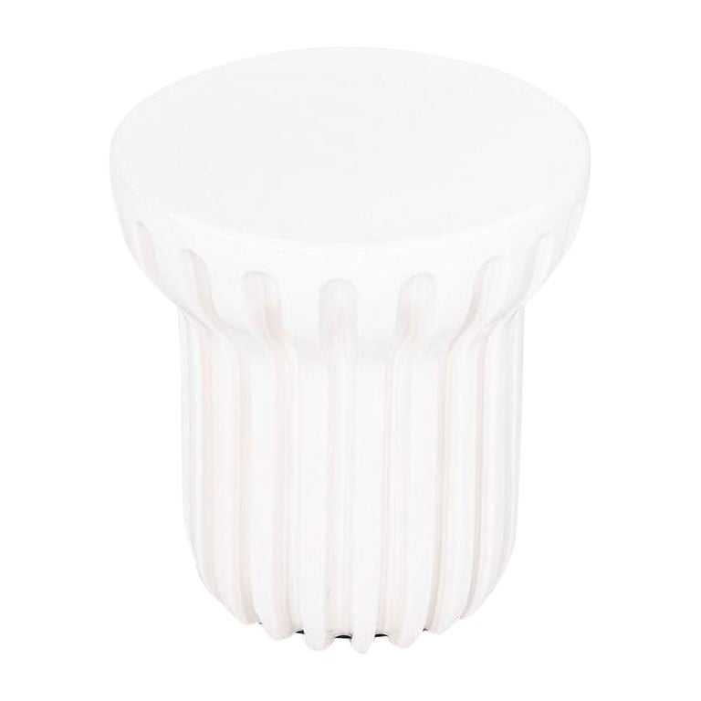2023 Roche Bobois Ceramic Radian Tall Side / End Table in Blanc Brilliant For Sale