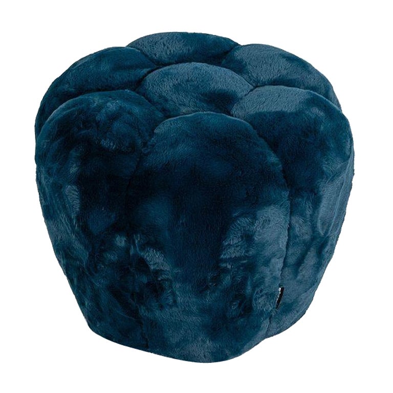 2023 Sacha Lakic for Roche Bobois Apex Ottoman in Blue Petrole