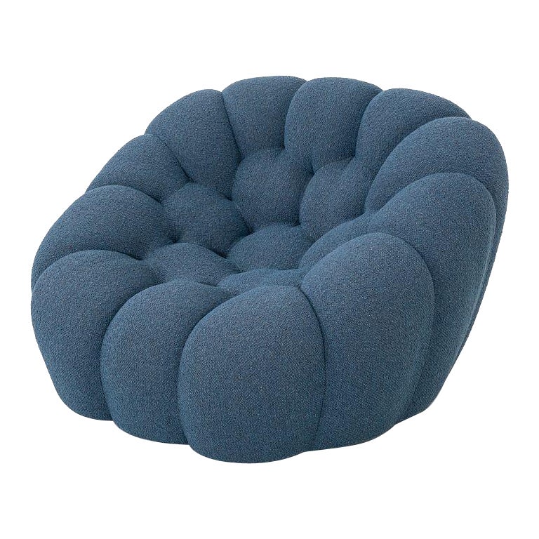 2023 Sacha Lakic for Roche Bobois Bubble Lounge Arm Chair in Blue Fabric