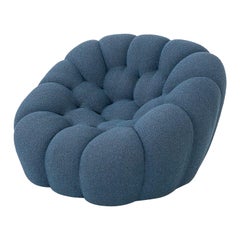 2023 Sacha Lakic for Roche Bobois Bubble Lounge Arm Chair in Blue Fabric