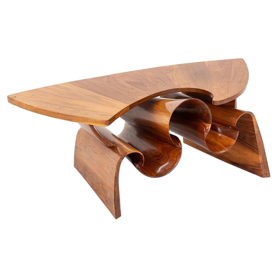 1970s Peter Michael Adams Sculptural Studio Coffee Table in Walnut For Sale