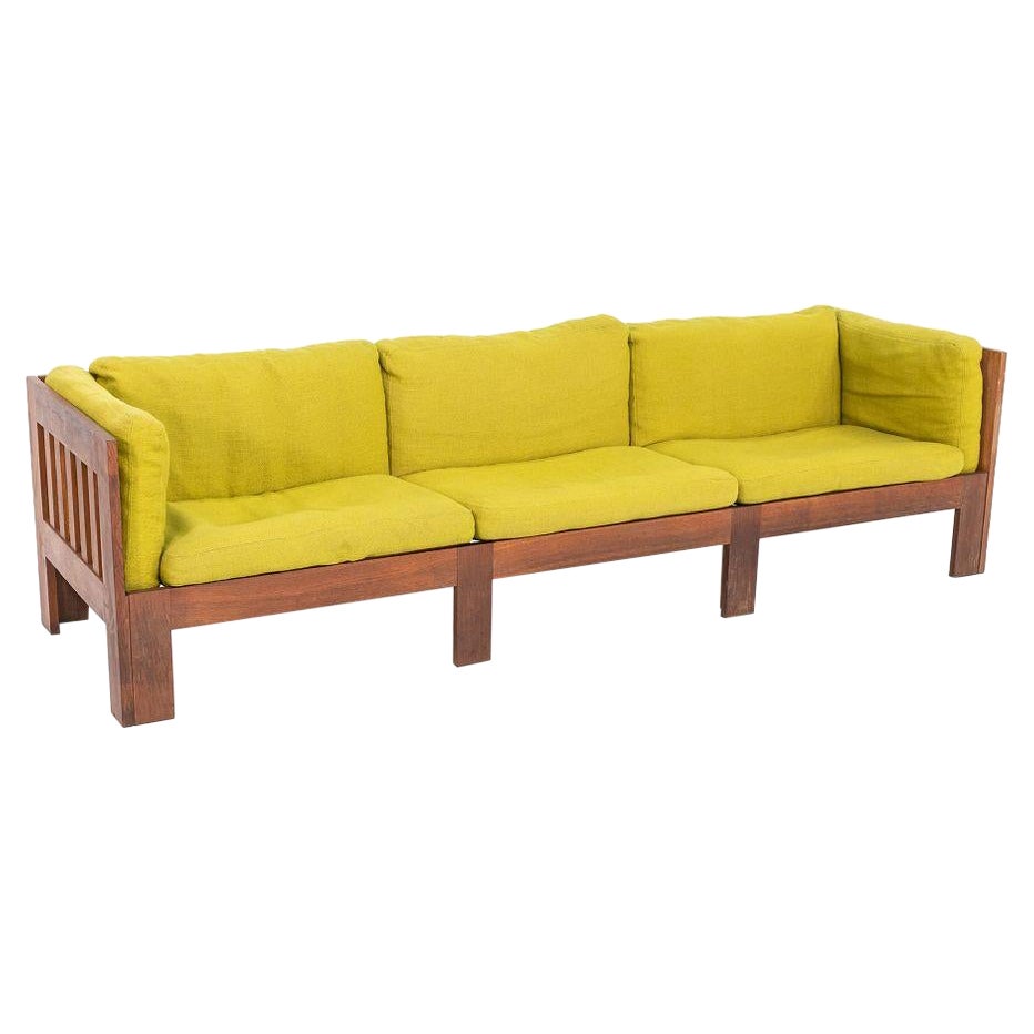 1975 Tage Poulsen Sofa w/ Lime Green Fabric Cushions for CI Designs in Oak