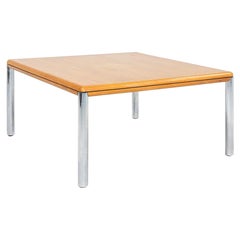 1977 Charles Pfister for Knoll Dining Table in Oak with Chrome Legs 59 Inches