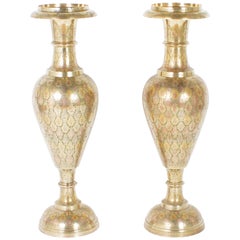 Pair of Mid-Century Brass Urns