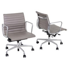 2014 Herman Miller Eames Aluminum Group Management Desk Chairs in Grey Leather