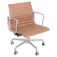 2010s Herman Miller Eames Aluminum Group Management Desk Chair in Brown Leather