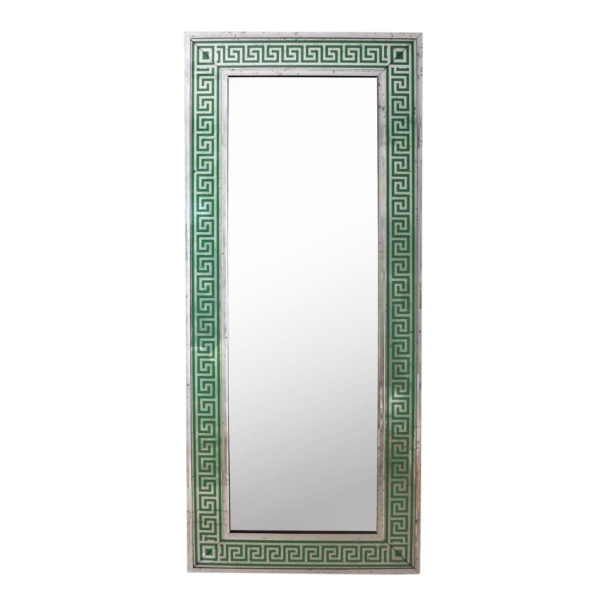 Custom Oversized Rectangular Green Greek Key Mirror