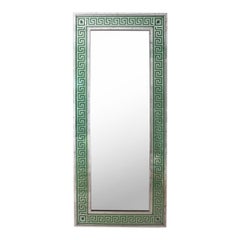 Custom Oversized Rectangular Green Greek Key Mirror