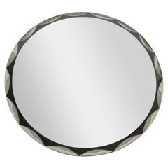 1965 Espejo de Pared Redondo Biselado Festoneado Estilo Fontana Arte Art Deco Max Ingrand