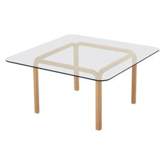 Mesa baja rectangular escandinava Alvar Aalto Y805 de contrachapado de abedul y cristal