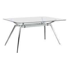 Vintage Mid-Century Modern Italian Chrome Glass Rectangular Dining/Office Table