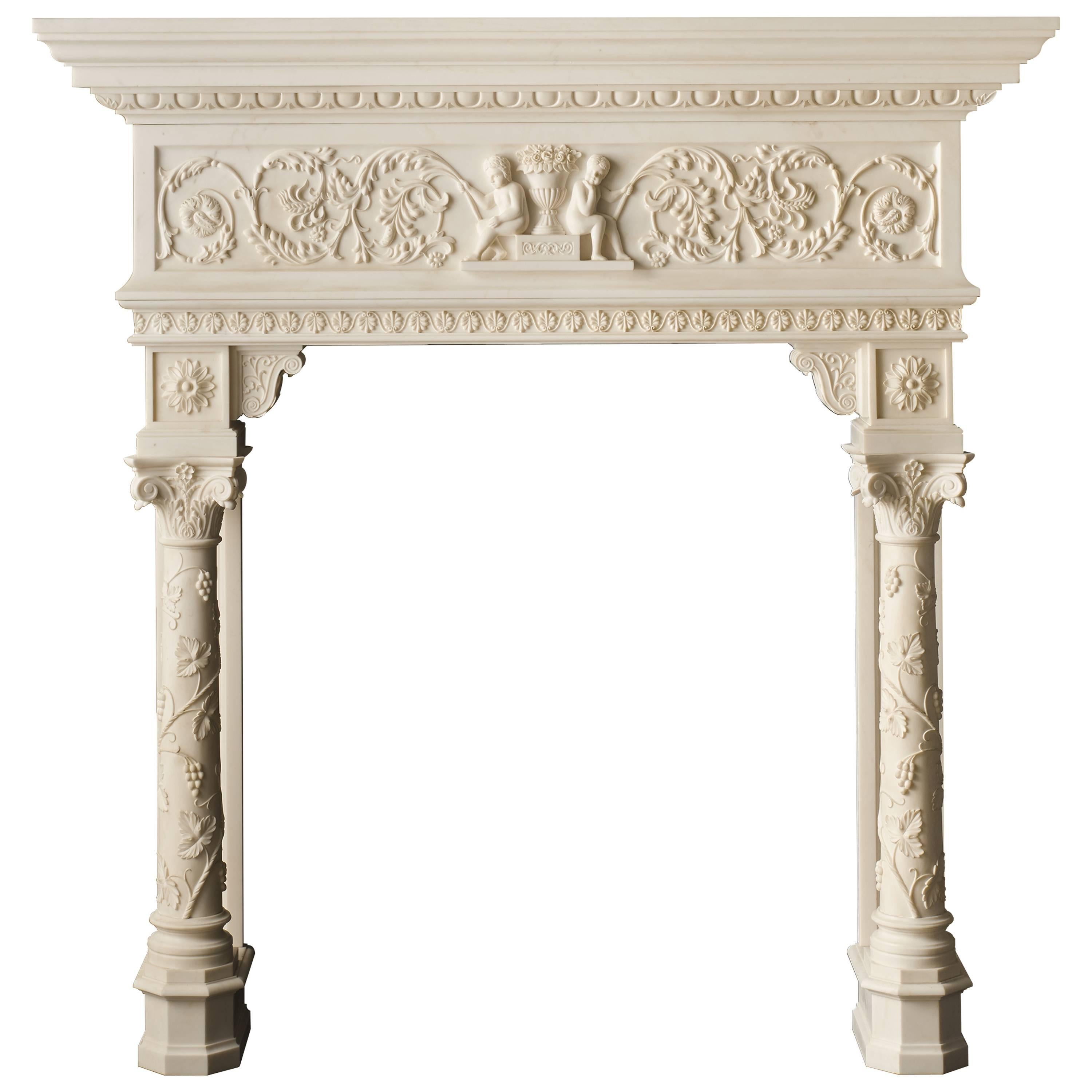 Highly Carved Italian Style Mantel in Marble 'The Bellagio'